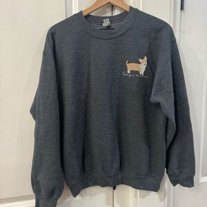 Corgi mama crew neck womens size medium grey graphic sweater i265